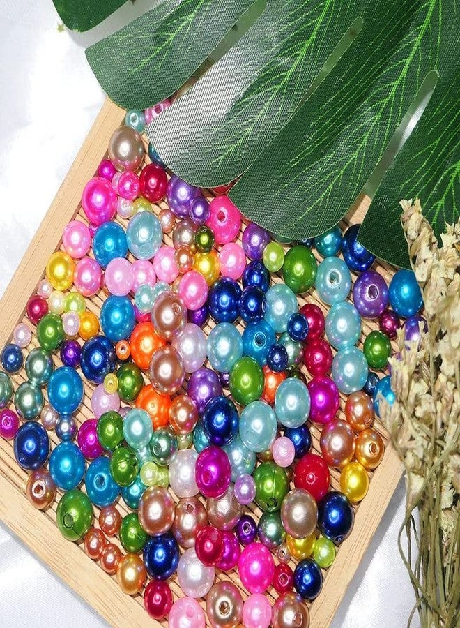 دي آي واي كرافتس مجموعة 1000 قطعة من خرز اللؤلؤ البلاستيكي، لون كبير، خرز لؤلؤ صناعي مثقوب، خرز دائري بأحجام وألوان متنوعة لصنع الأساور والمجوهرات، 4-10 ملم (1000 قطعة، لون كبير) - Image 2